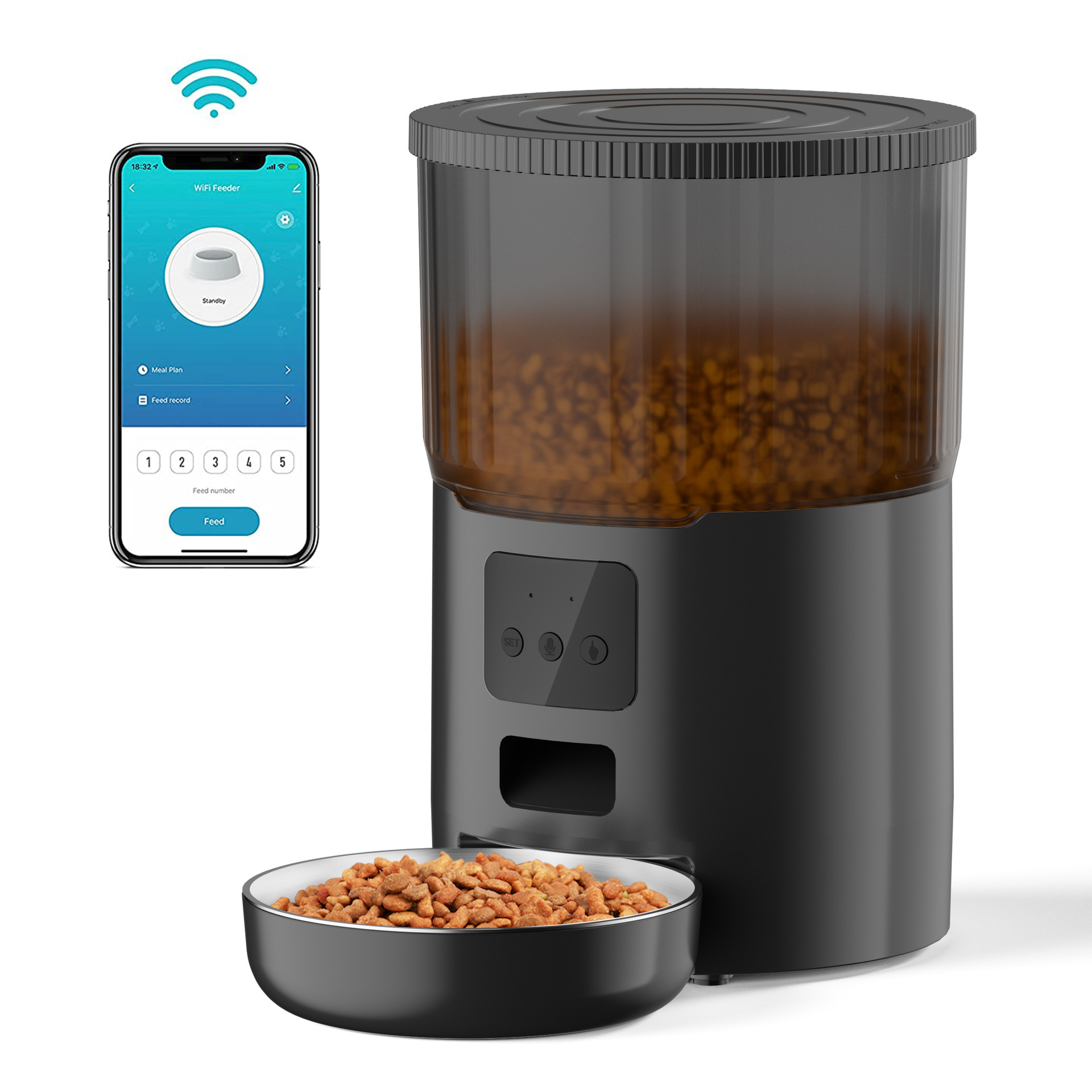 ステンレス製4L丸型デュアルカラースマートペットフィーダー、 - Automatic Pet Feeder Dual Bowl Stainless のレビューと価格