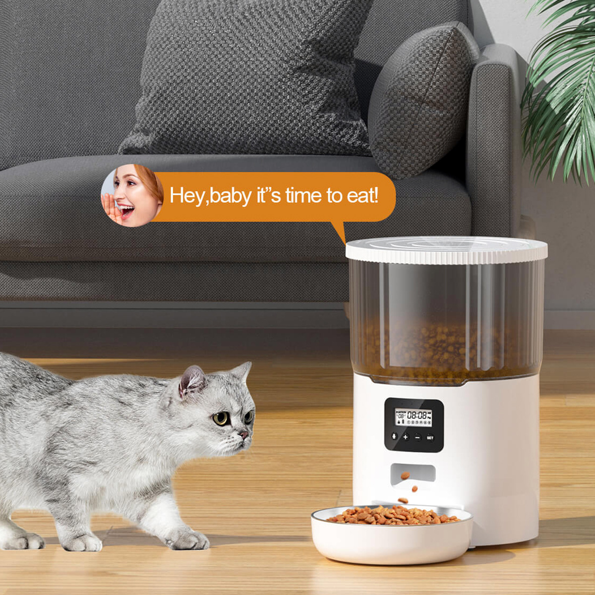 ステンレス製4L丸型デュアルカラースマートペットフィーダー、 - Automatic Pet Feeder Dual Bowl Stainless のレビューと価格