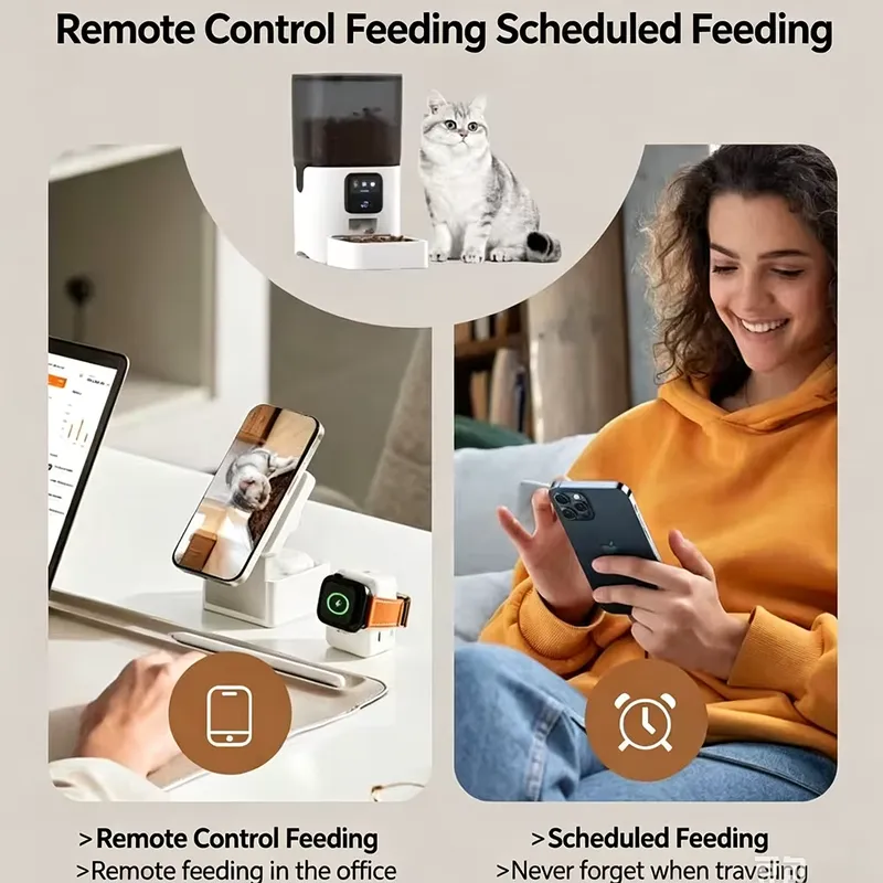 OEMスマートプログラマブル充電式ポータブル4L防水ペットフ - Timed Cat Dog Food Dispenser 4L のレビューと価格