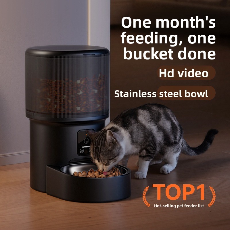 カメラ付きスマートペットフィーダー。タイマー設定による給餌、 - Timed Cat Dog Food Dispenser 4L のレビューと価格