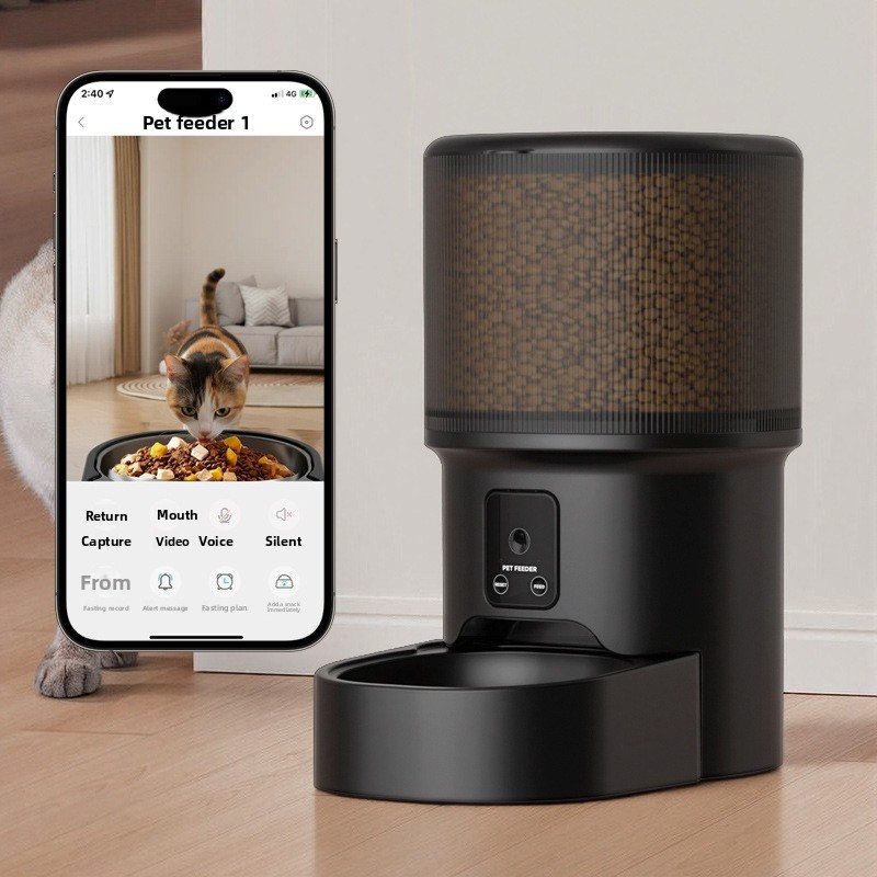 カメラ付きスマートペットフィーダー。タイマー設定による給餌、 - Timed Cat Dog Food Dispenser 4L のレビューと価格