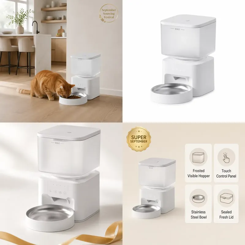 スマートペットフィーダー WiFiアプリ制御 3MPカメラ  - Smart Pet Feeder Camera 1080P Wifi のレビューと価格