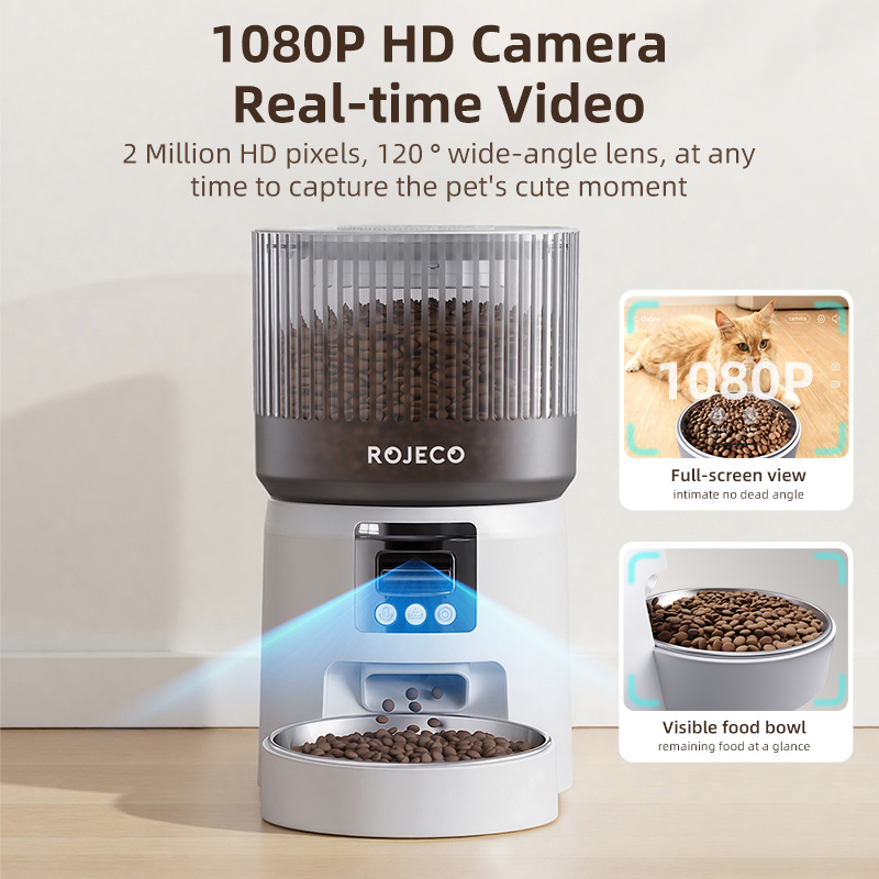 ROJECO 自動給餌器。1080P HDカメラ搭載、ビデオ - Smart Pet Feeder Camera 1080P Wifi のレビューと価格