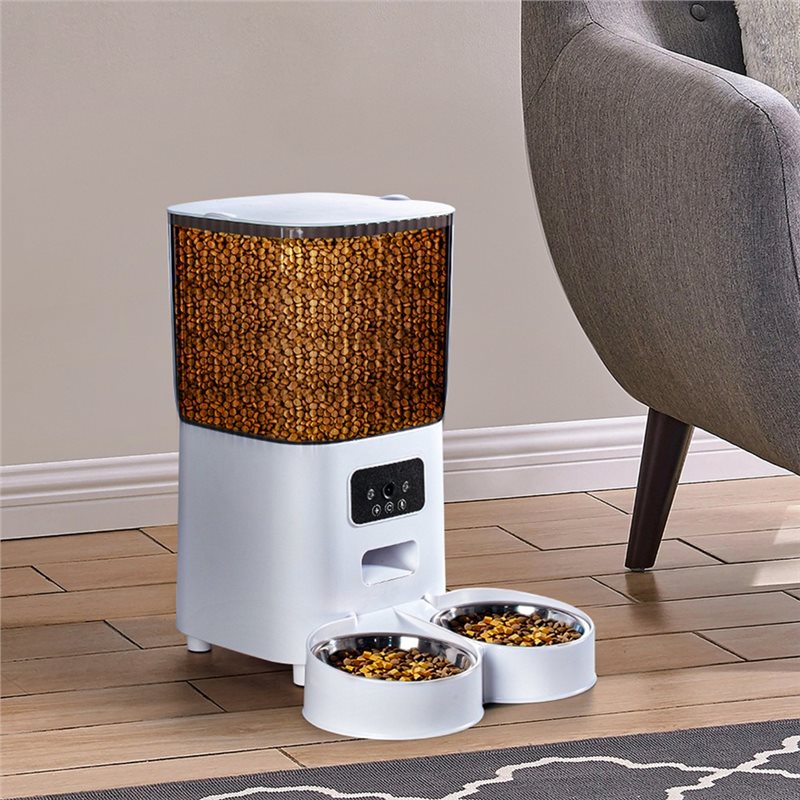 自動時限式給餌器 5L デュアルボウル パワーペットフィーダ - Automatic Pet Feeder Dual Bowl Stainless のレビューと価格