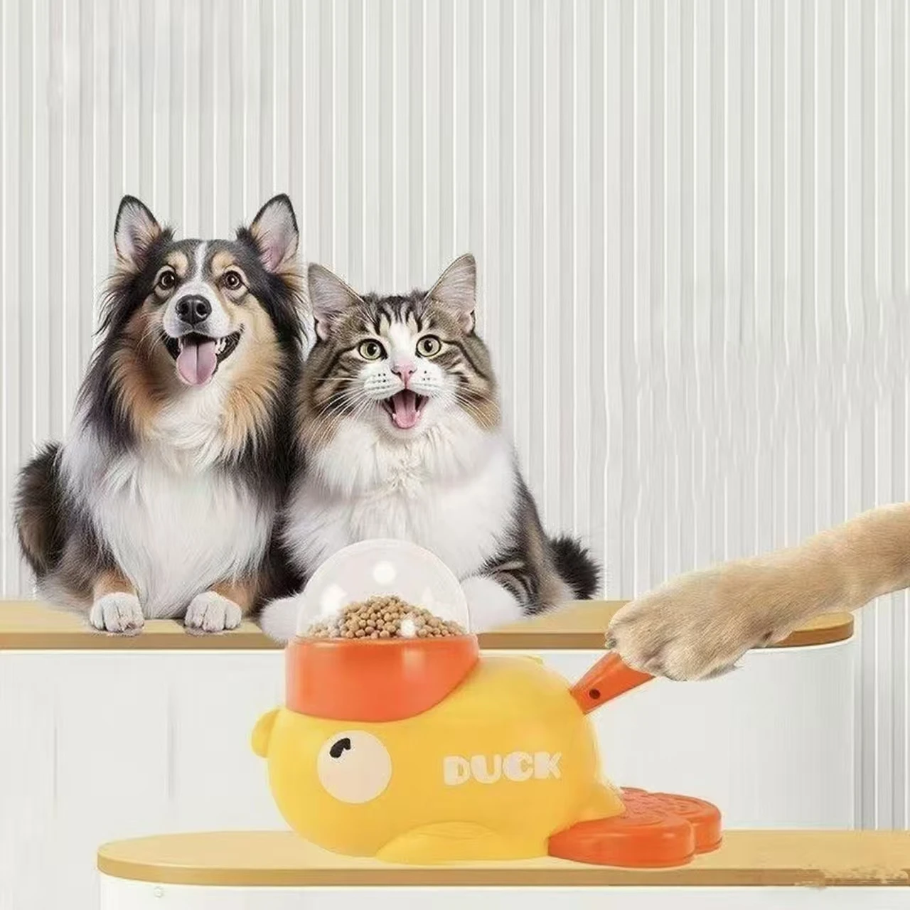 黄色いアヒル型インタラクティブ猫用おやつディスペンサー、耐久 - Dog Slow Feeder Puzzle Toy Interactive のレビューと価格
