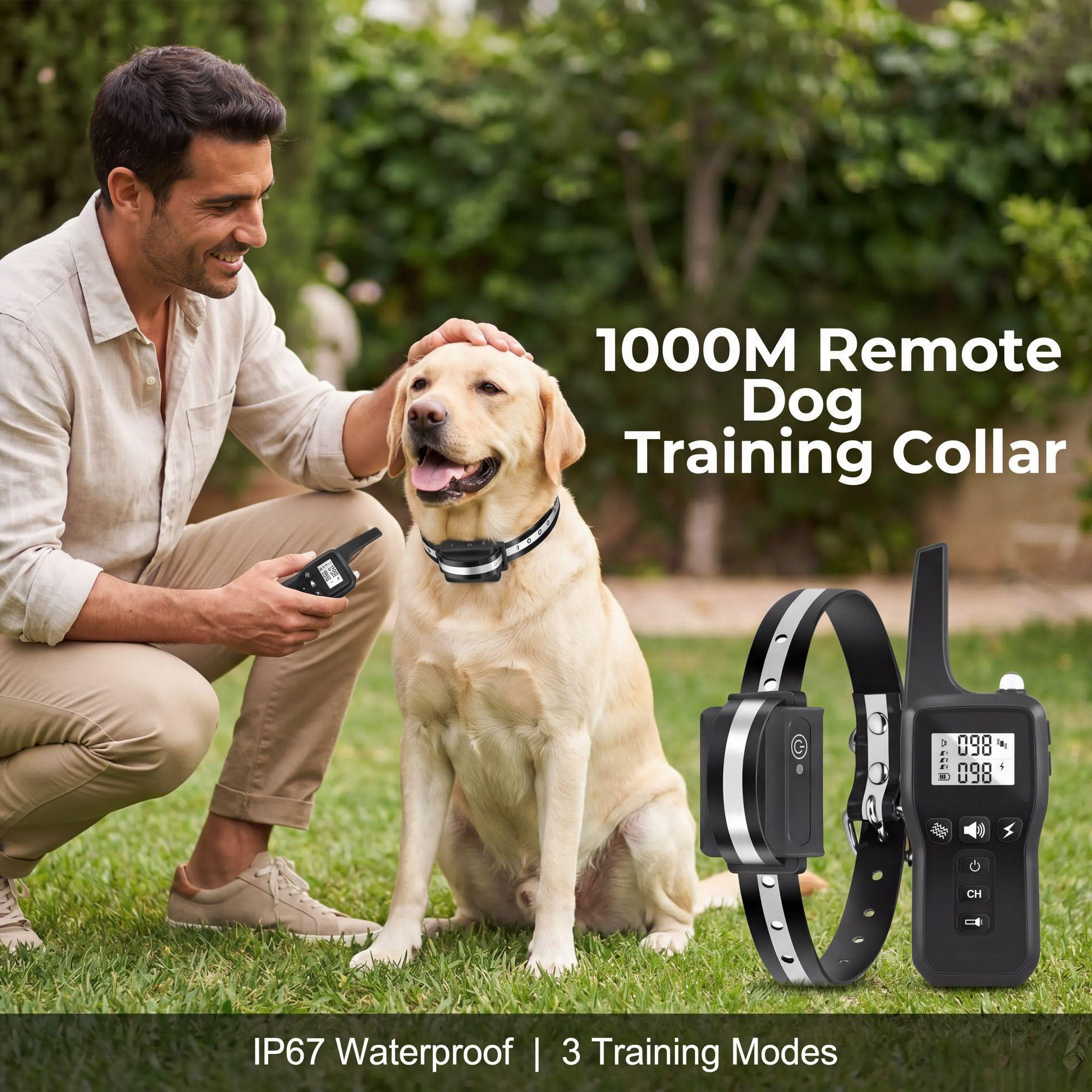 1000M犬用トレーニングカラーIPX7防水充電式電気ショッ - Dog Training Collar Remote 1000M Beep のレビューと価格