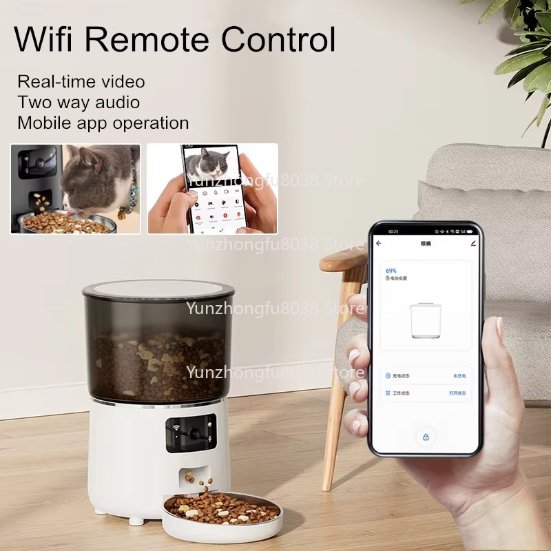 ペットフィーダー 自動給餌器 WiFi モバイルアプリ遠隔操 - Smart Pet Feeder Camera 1080P Wifi のレビューと価格