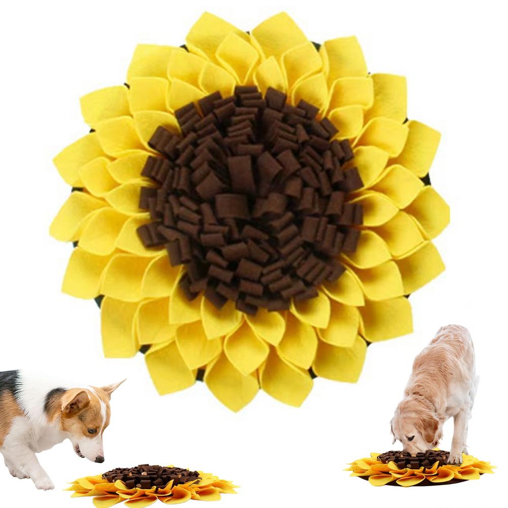 ひまわり柄の犬用嗅ぎマット 38x38cm。自然な素材を使用 - Snuffle Mat For Dogs Foraging Mental のレビューと価格