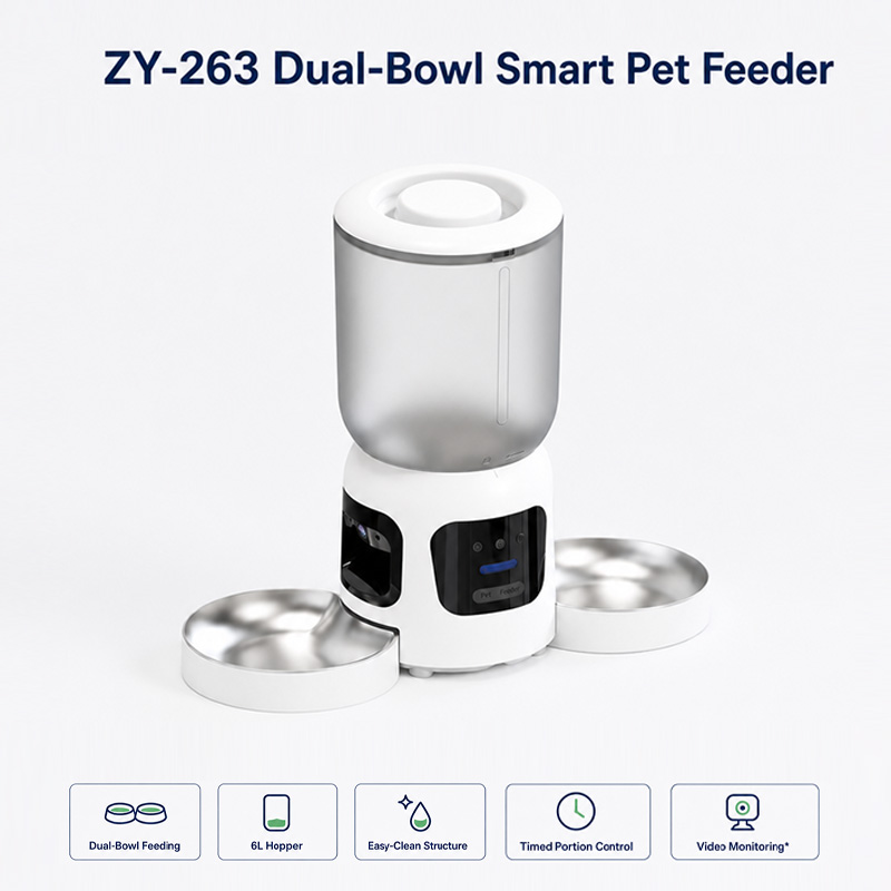 スマート自動給餌器、デュアルボウル、6L容量、デュアル2MP - Automatic Pet Feeder Dual Bowl Stainless のレビューと価格