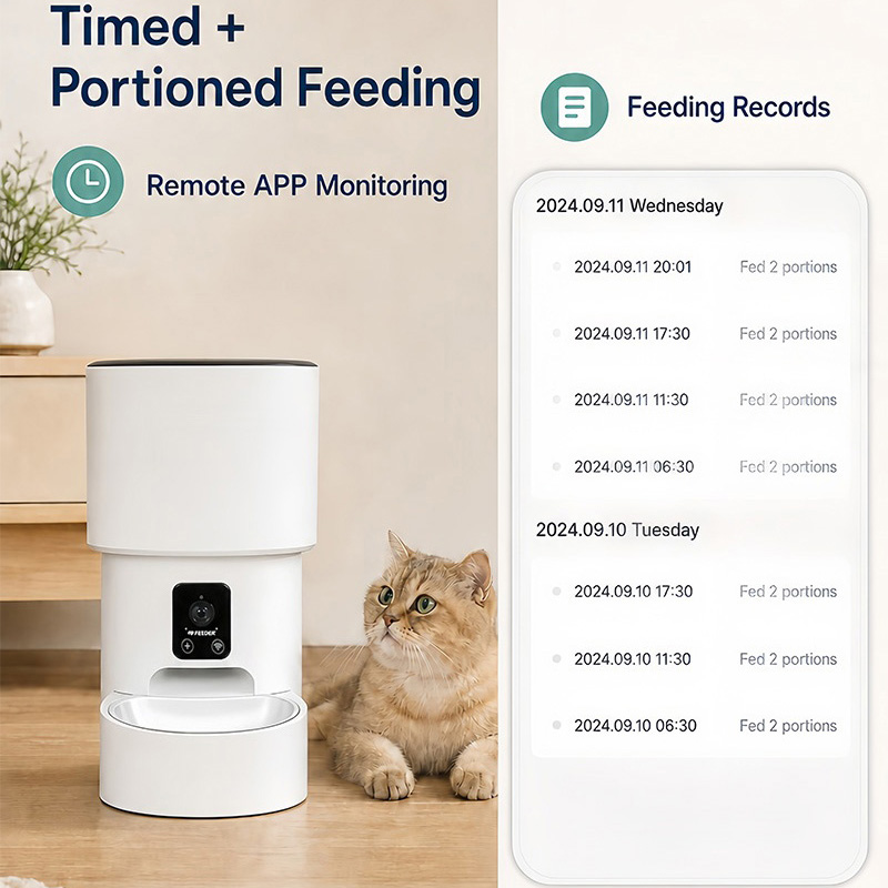 4L Wi-Fi対応スマートペットフィーダー。自動給餌機能、 - Timed Cat Dog Food Dispenser 4L のレビューと価格