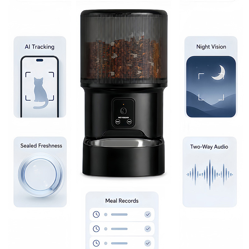 4L スマートペットフィーダー、ステンレス製ボウル、タイマー - Timed Cat Dog Food Dispenser 4L のレビューと価格