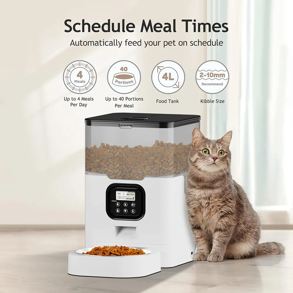 Tuyaアプリ対応の4L自動給餌器。ペット用の自動給餌器で、 - Timed Cat Dog Food Dispenser 4L のレビューと価格