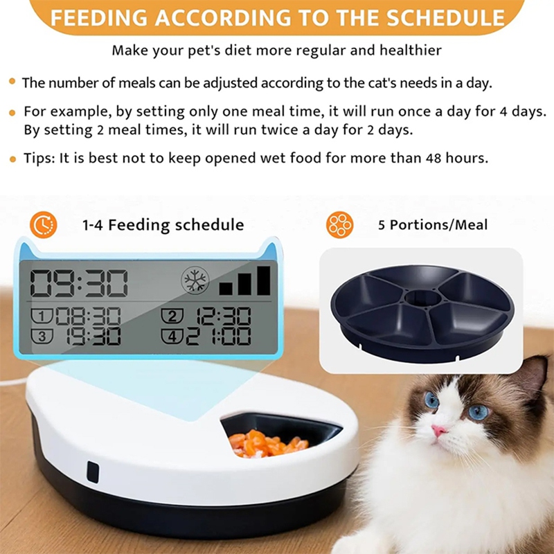 自動ペットフィーダー ウェットフード用 冷却機能付き、5食分 - Wet Food Automatic Pet Feeder Refrigerated のレビューと価格
