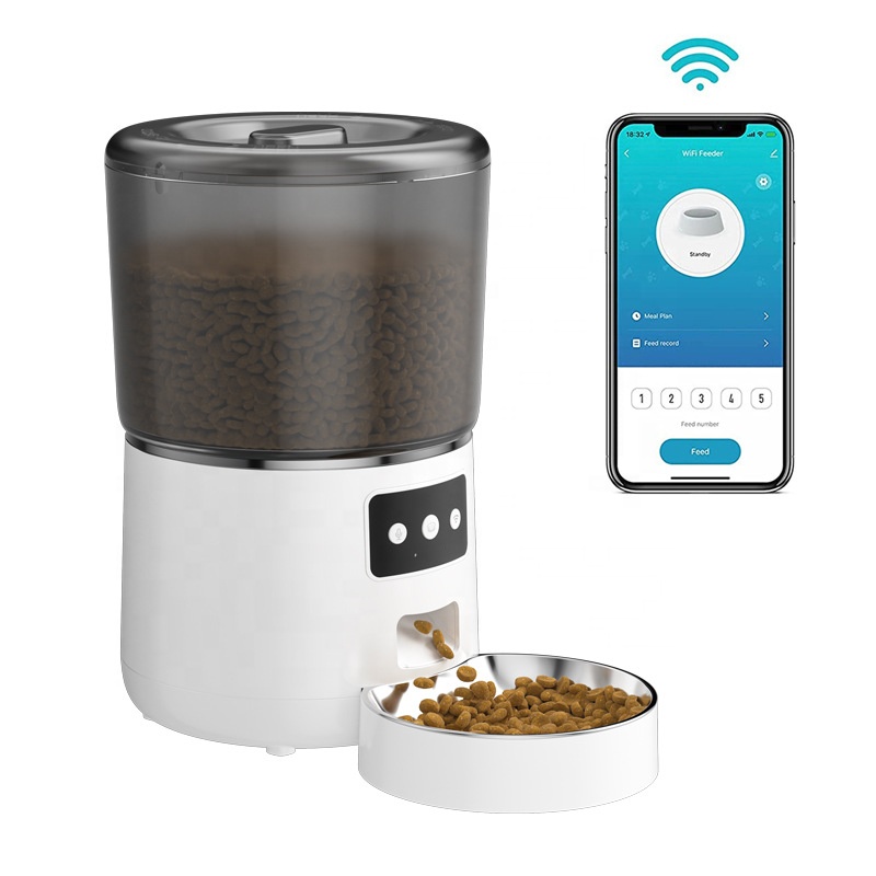 スマート4L自動給餌器。タイマー機能付きで、ステンレス製の食 - Timed Cat Dog Food Dispenser 4L のレビューと価格