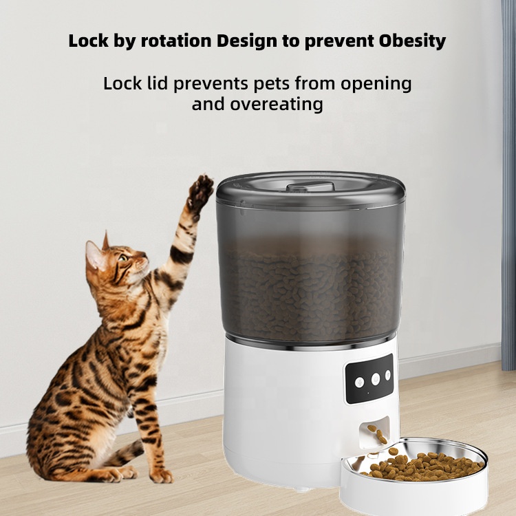 スマート4L自動給餌器。タイマー機能付きで、ステンレス製の食 - Timed Cat Dog Food Dispenser 4L のレビューと価格