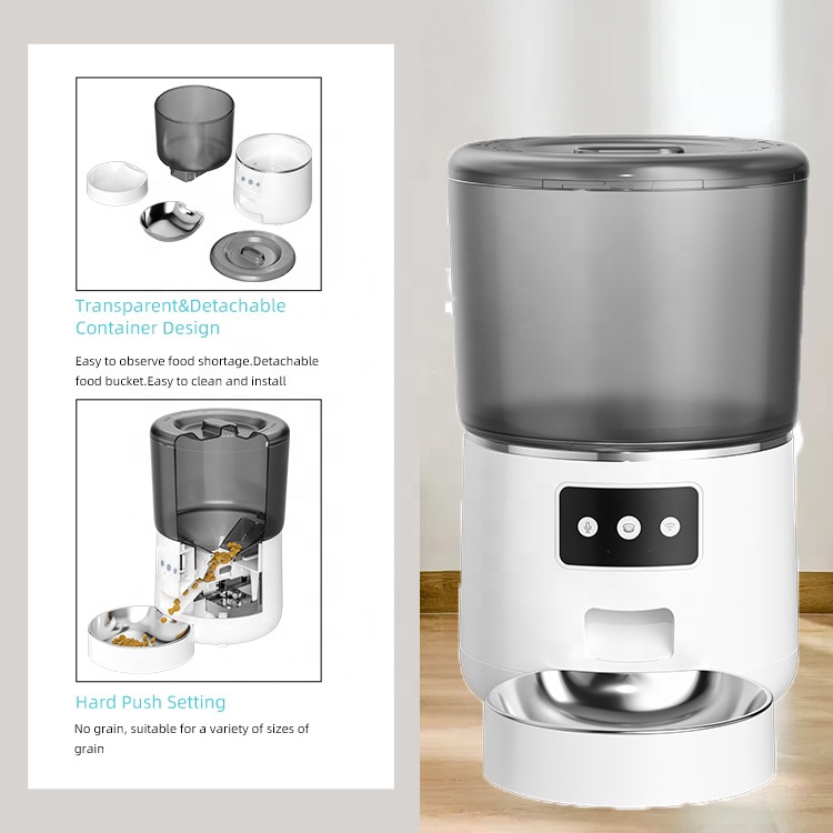 スマート4L自動給餌器。タイマー機能付きで、ステンレス製の食 - Timed Cat Dog Food Dispenser 4L のレビューと価格